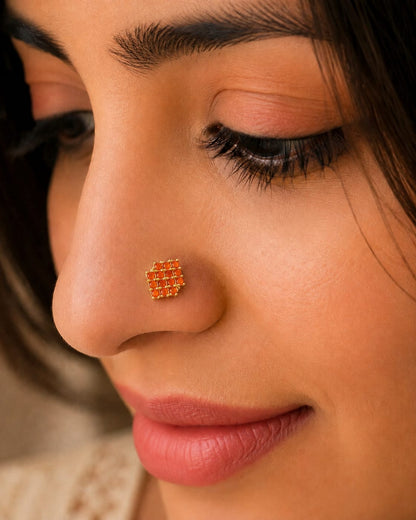Coral Grid 925 Silver Nose Pin