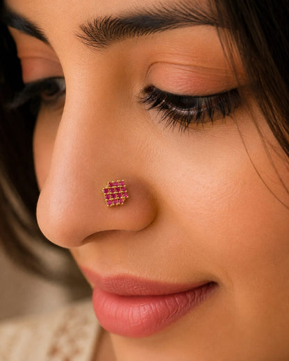 Ruby Grid 925 Silver Nose Pin