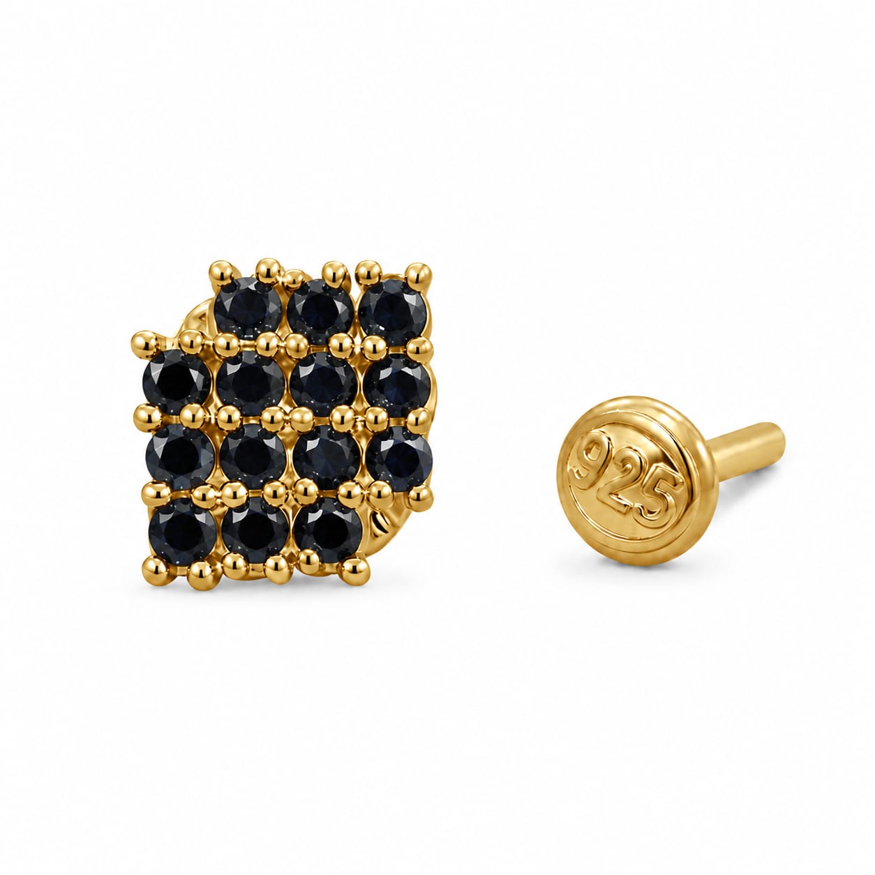 Midnight Grid 925 Silver Nose Pin