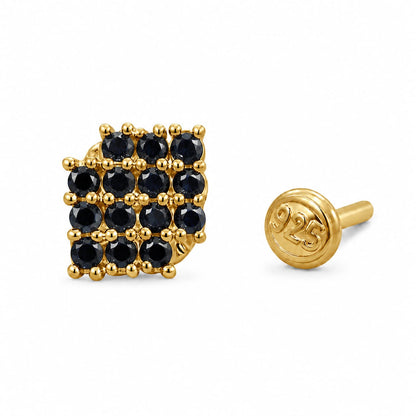 Midnight Grid 925 Silver Nose Pin
