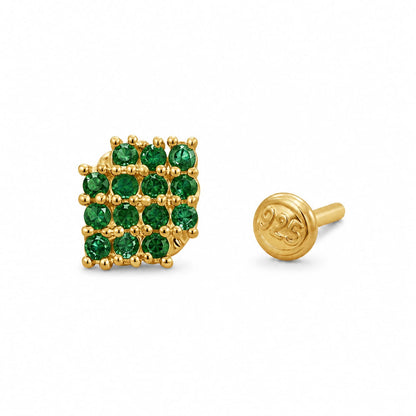 Emerald Grid 925 Silver Nose Pin