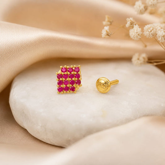 Ruby Grid 925 Silver Nose Pin