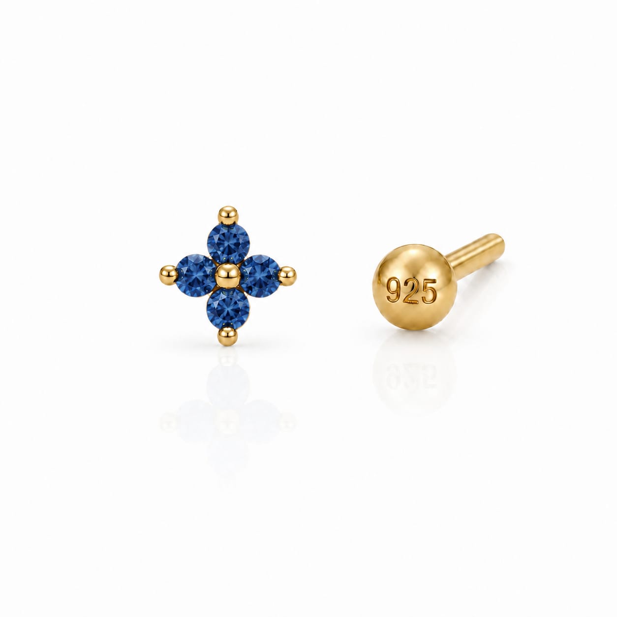 Azure Clover 925 Silver Nose Pin