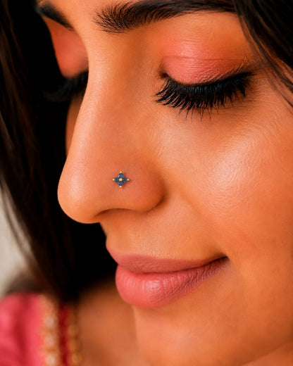 Azure Clover 925 Silver Nose Pin