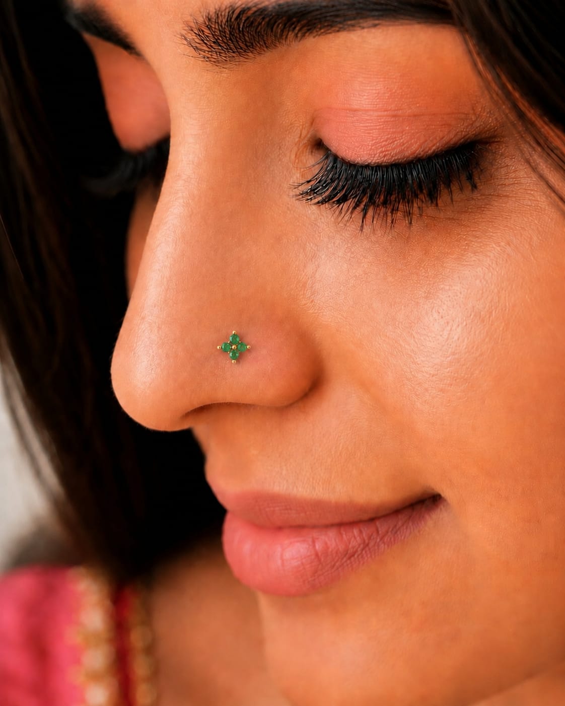 Emerald Clover 925 Silver Nose Pin