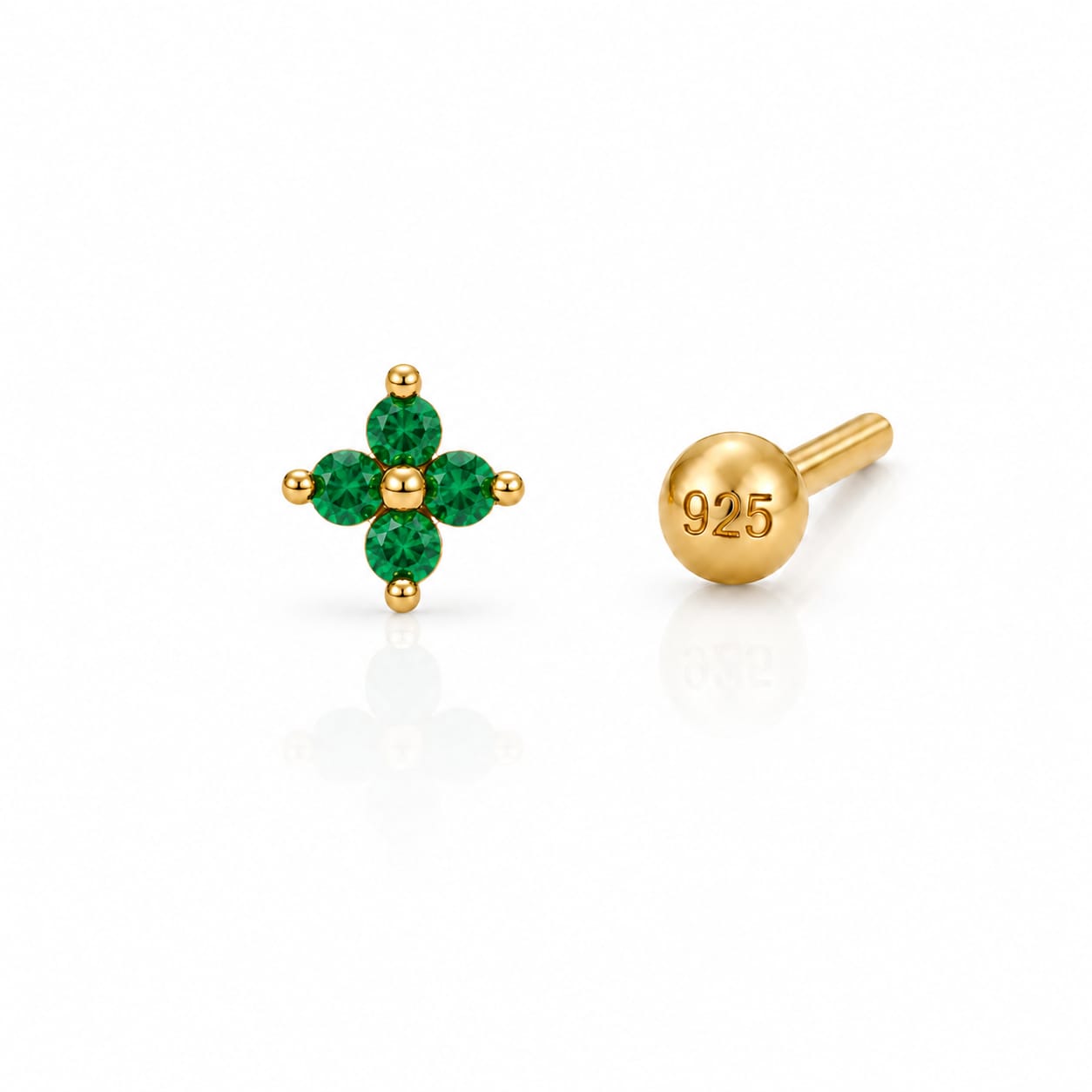 Emerald Clover 925 Silver Nose Pin