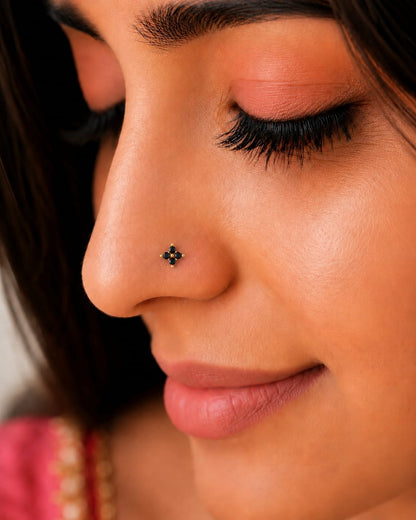 Midnight Clover 925 Silver Nose Pin