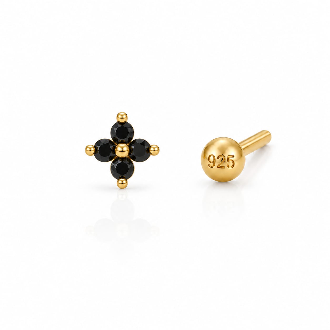 Midnight Clover 925 Silver Nose Pin
