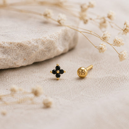 Midnight Clover 925 Silver Nose Pin