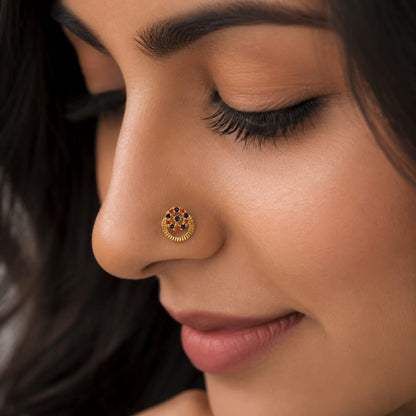 Sapphire Marigold Halo 925 Silver Nose Pin