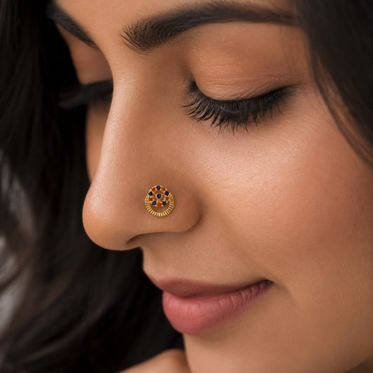 Sapphire Marigold Halo 925 Silver Nose Pin