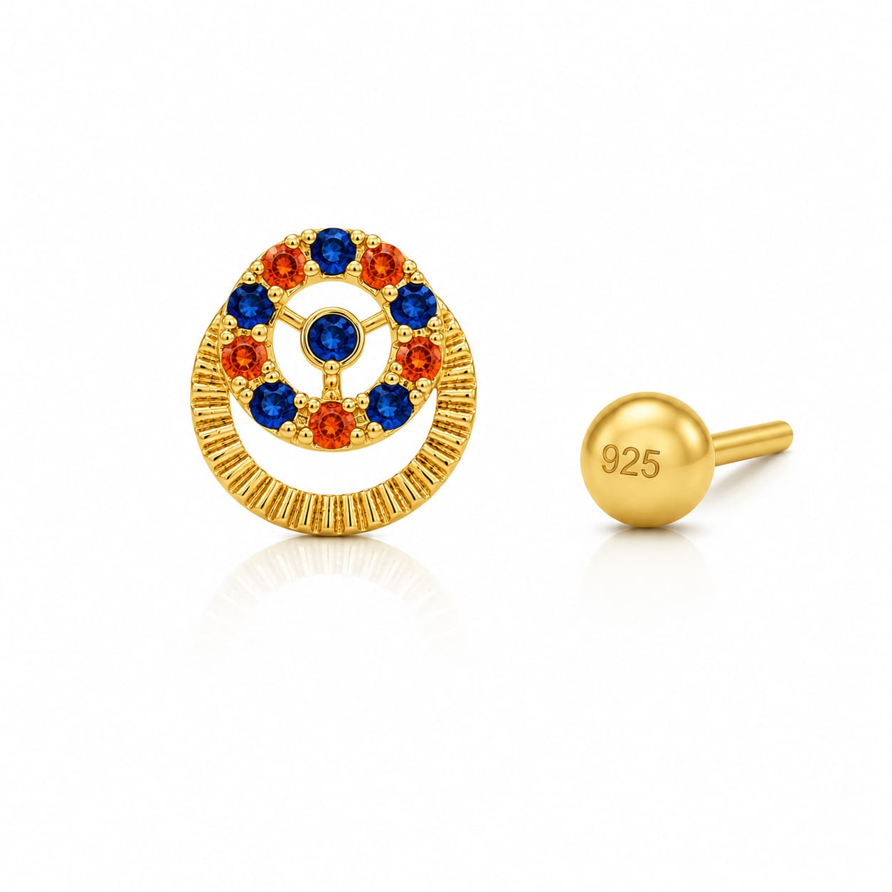 Sapphire Marigold Halo 925 Silver Nose Pin