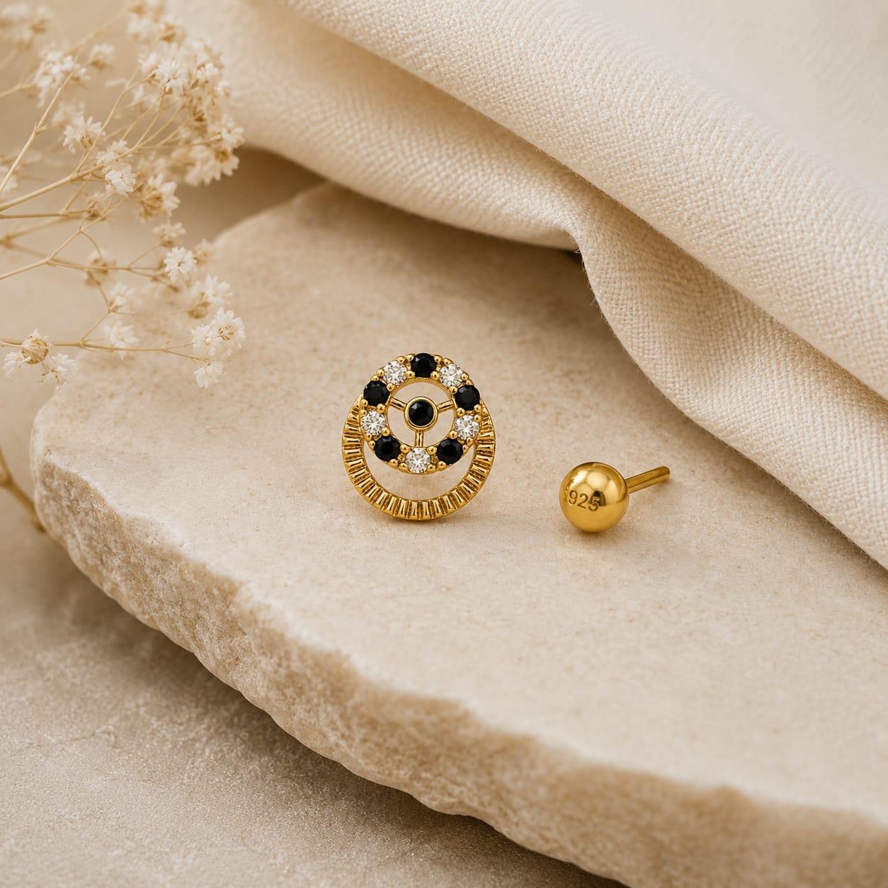 Midnight Halo 925 Silver Nose Pin