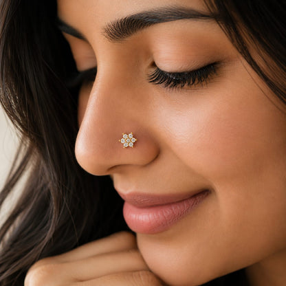 Snowflake Bloom 925 Silver Nose Pin