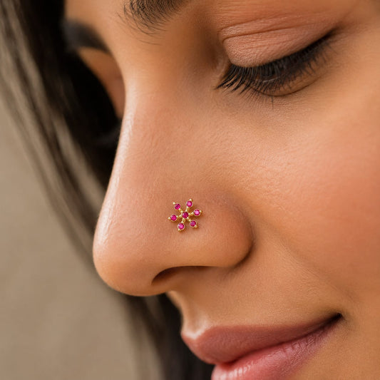 Pink Blossom 925 Silver Nose Pin