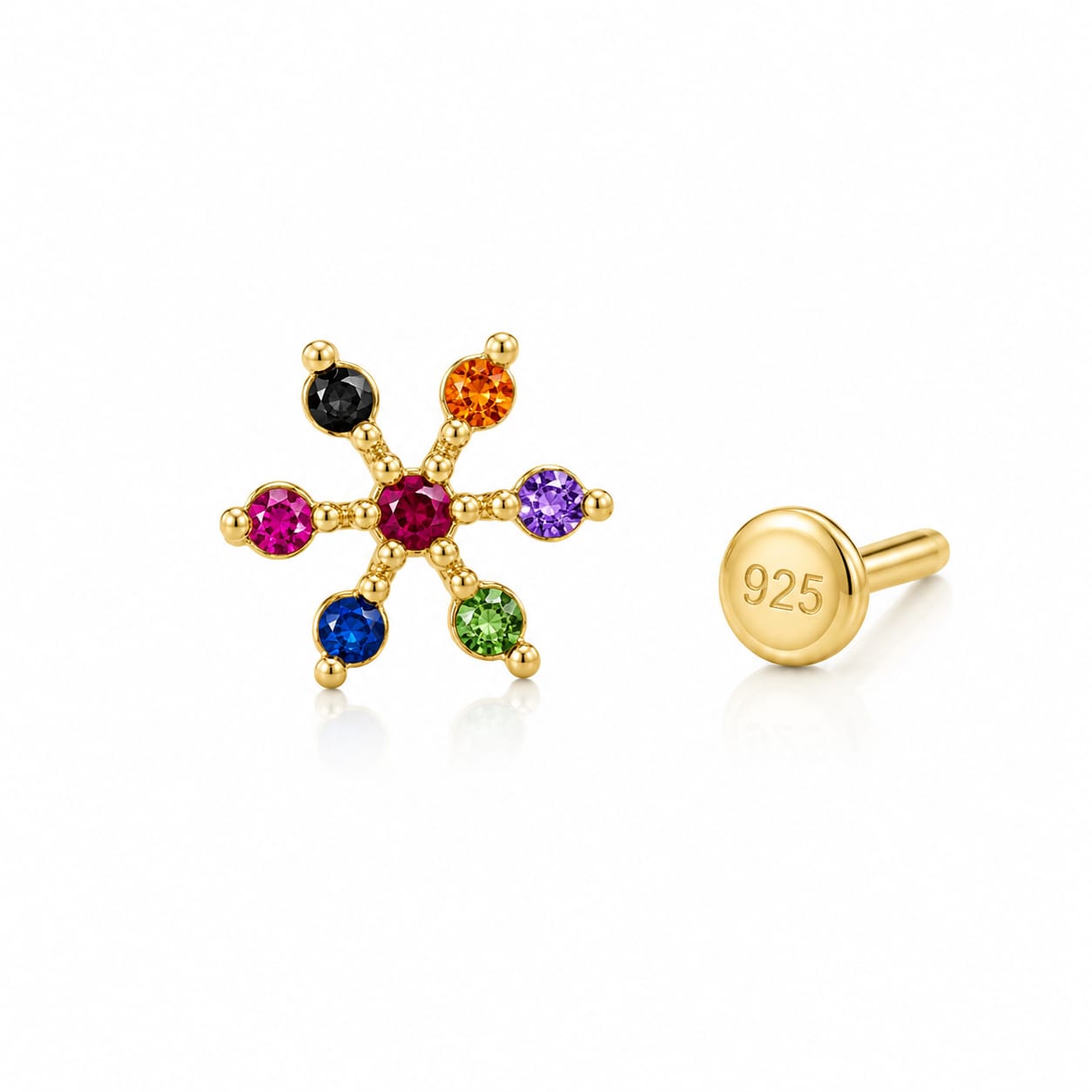 Rainbow Bloom 925 Silver Nose Pin