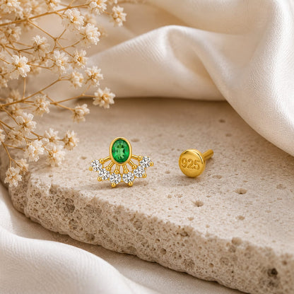 Rajsi Emerald 925 Silver Nose Pin