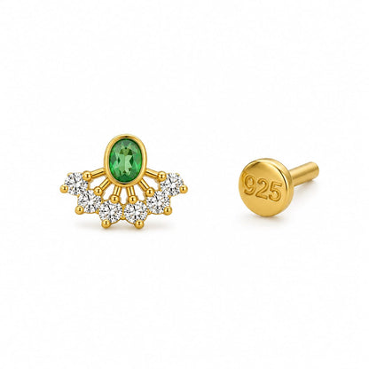 Rajsi Emerald 925 Silver Nose Pin