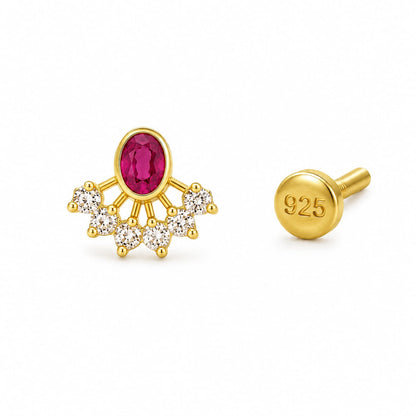 Rajsi Ruby 925 Silver Nose Pin