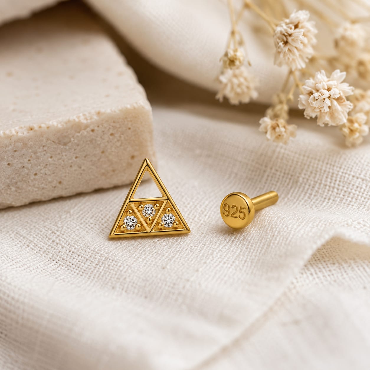Trinetra Triangle 925 Silver Nose Pin