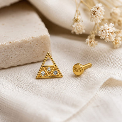 Trinetra Triangle 925 Silver Nose Pin