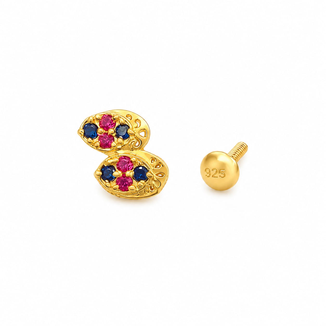 Rangoli Twin 925 Silver Nose Pin