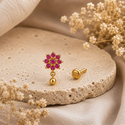 Rosé Drop 925 Silver Nose Pin