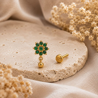 Marakata Drop 925 Silver Nose Pin