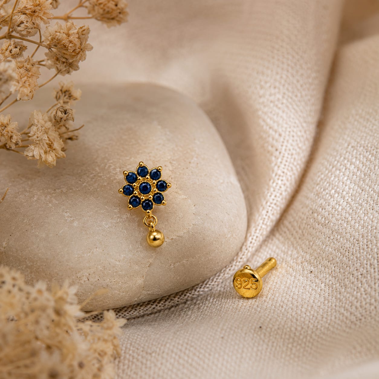 Indraneel Drop 925 Silver Nose Pin