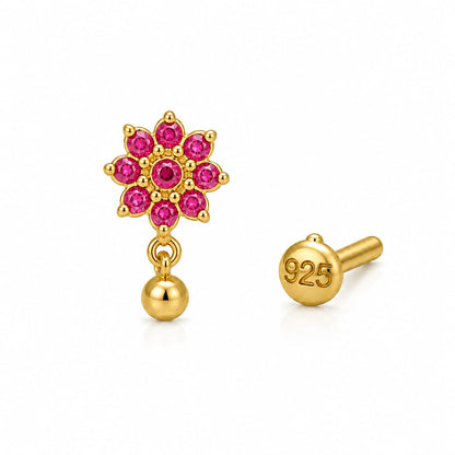 Rosé Drop 925 Silver Nose Pin