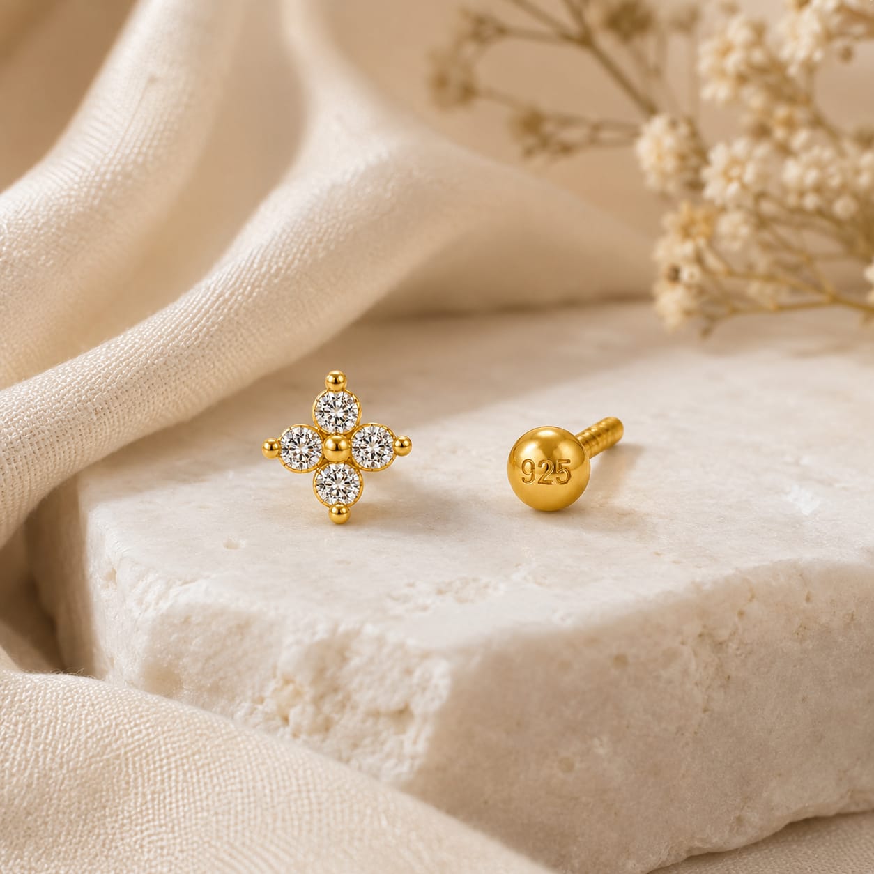 Noor Bloom 925 Silver Nose Pin
