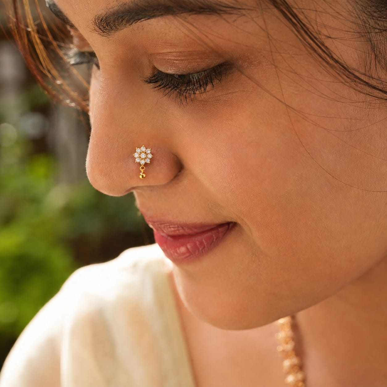 Blossom Drop 925 Silver Floral Nose Pin