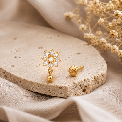 Blossom Drop 925 Silver Floral Nose Pin