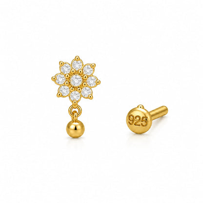 Blossom Drop 925 Silver Floral Nose Pin
