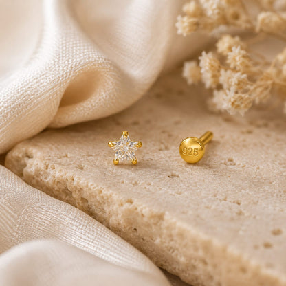 Celestial Star 925 Silver CZ Nose Pin (5 mm)