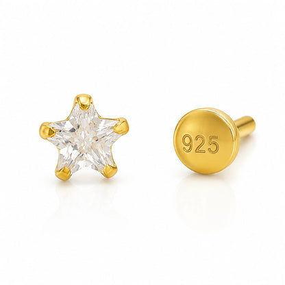 Celestial Star 925 Silver CZ Nose Pin (4mm)