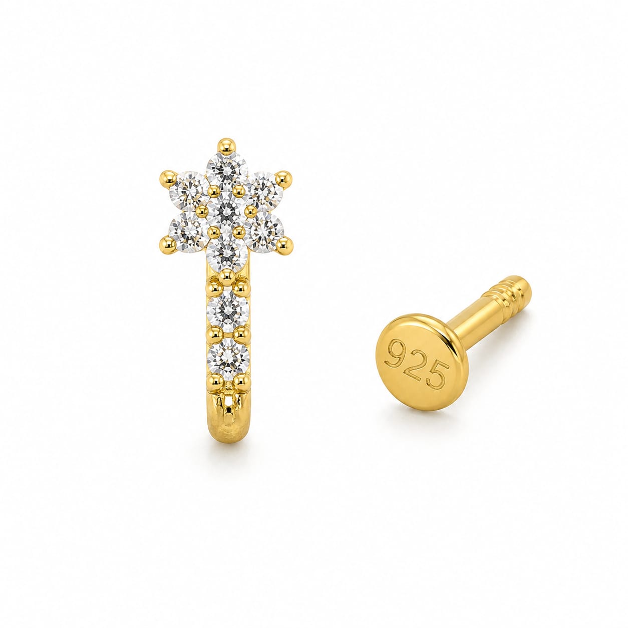 Celestial Bloom 925 Silver Nose Pin