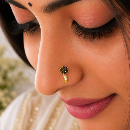 Noir Petal 925 Silver Nose Pin