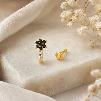 Noir Petal 925 Silver Nose Pin