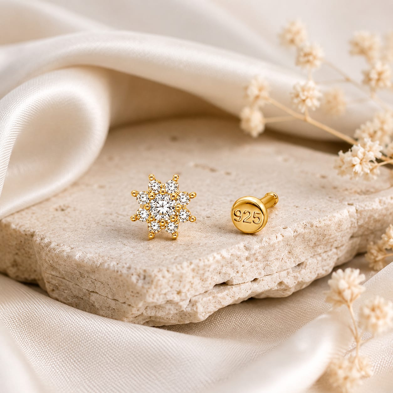 Snowflake Spark 925 Silver Nose Pin