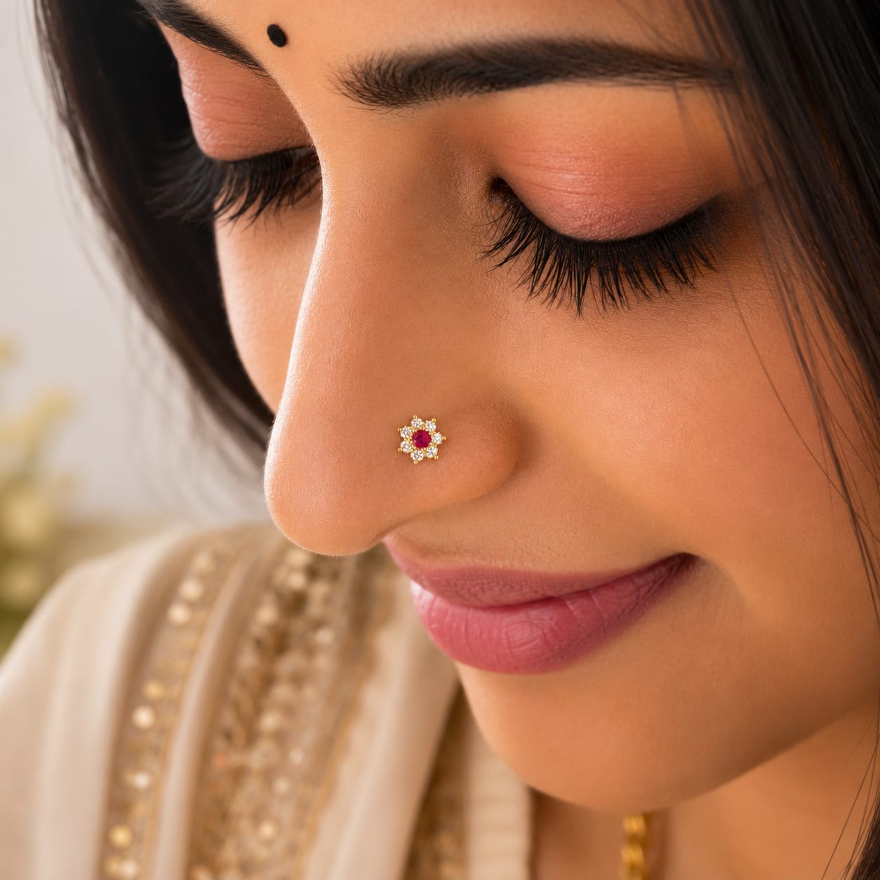 Ruby Bloom 925 Silver Nose Pin