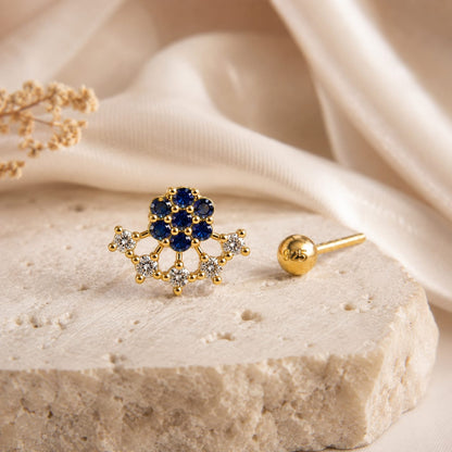 Sapphire Petal 925 Sterling Silver Nose Pin
