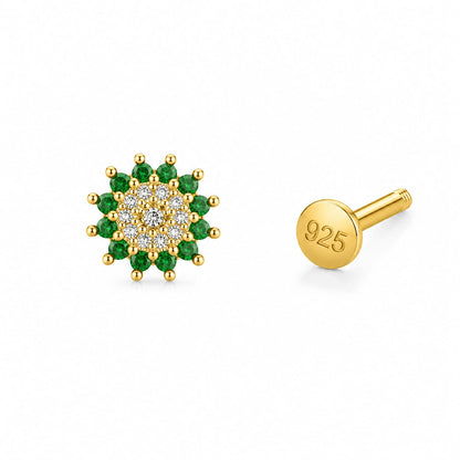 Emerald Halo 925 Silver Nose Pin