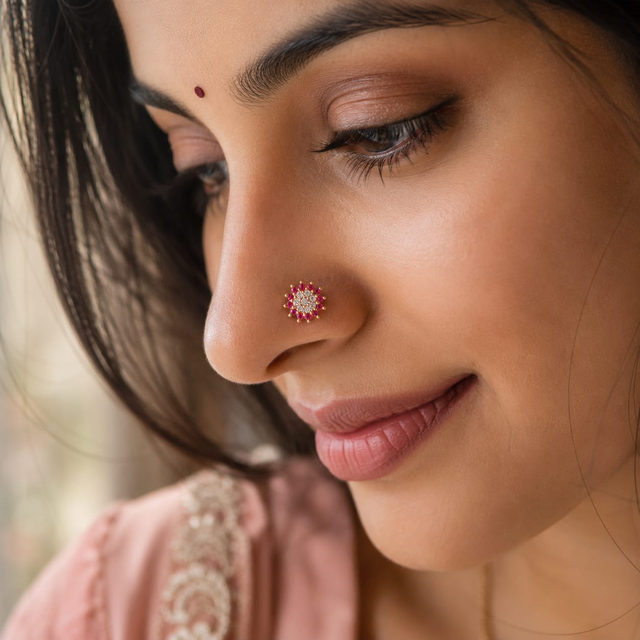 Rosé Halo 925 Silver Nose Pin
