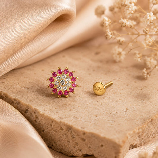 Rosé Halo 925 Silver Nose Pin