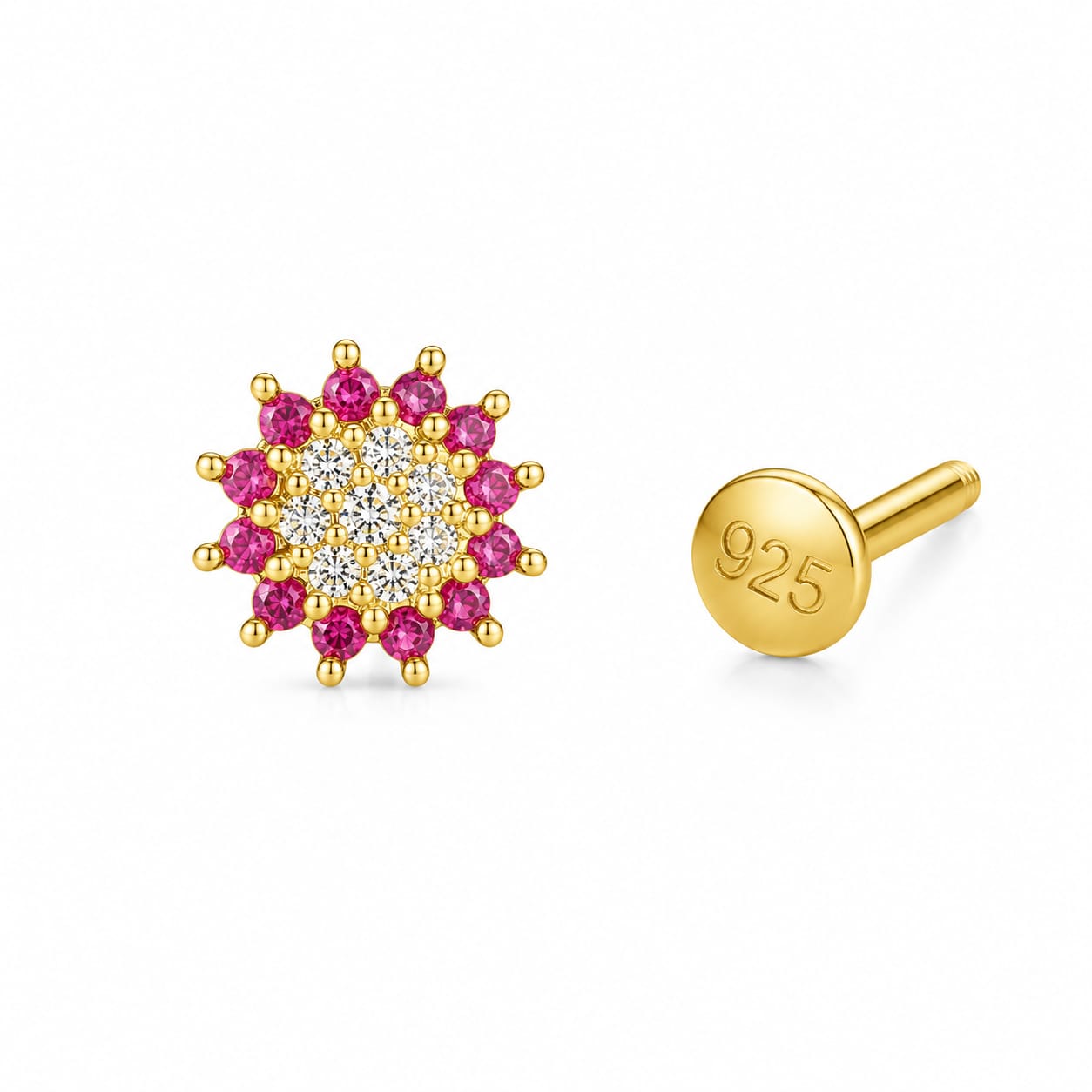Rosé Halo 925 Silver Nose Pin