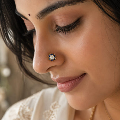 Sapphire Halo 925 Silver Nose Pin