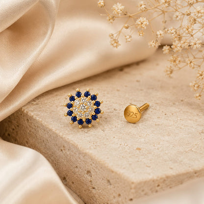 Sapphire Halo 925 Silver Nose Pin