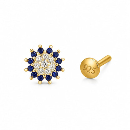 Sapphire Halo 925 Silver Nose Pin