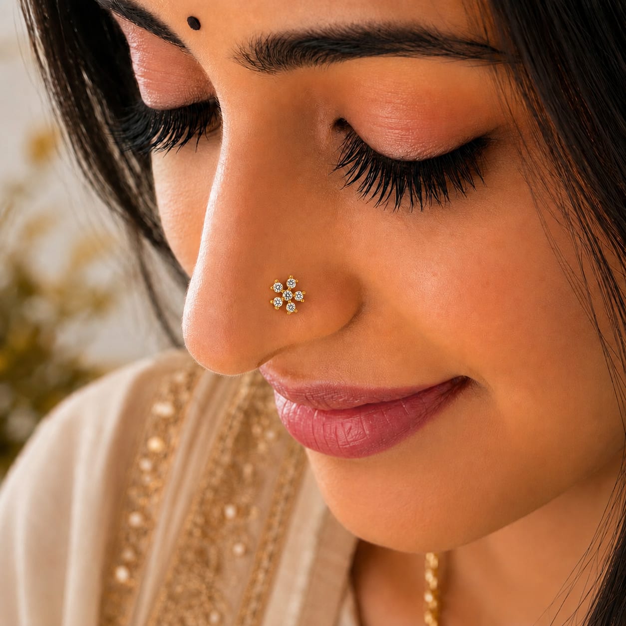 Crystal Fleur 925 Silver Nose Pin